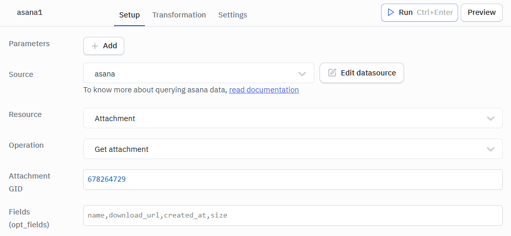 Asana Get attachment ops