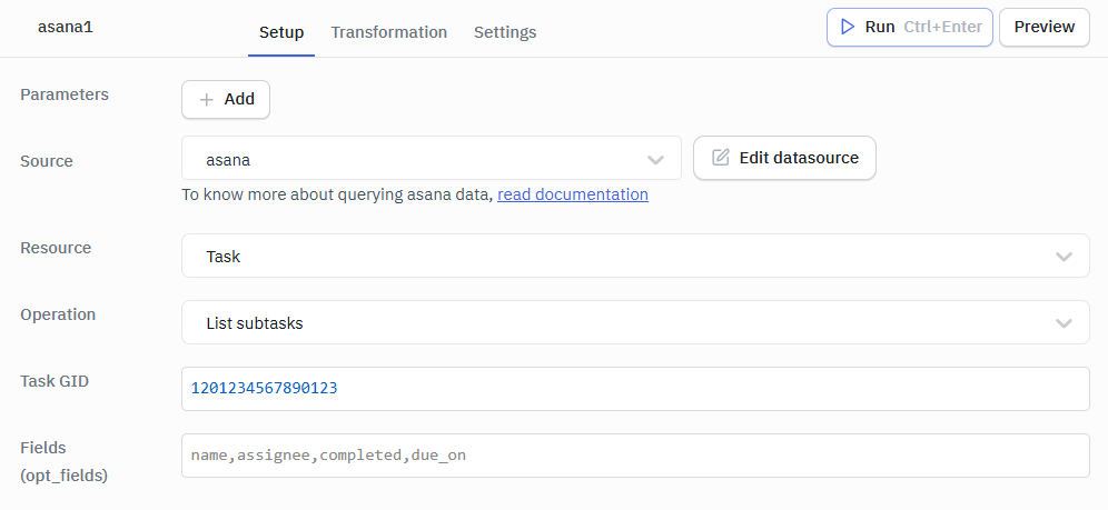 Asana List subtask ops