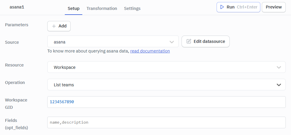 Asana List teams ops