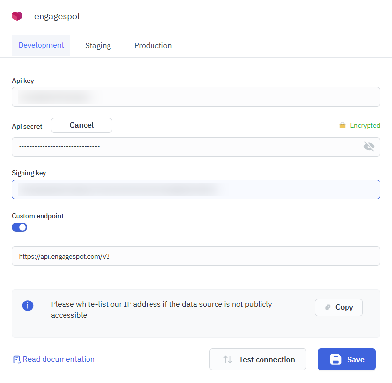Engagespot conenction