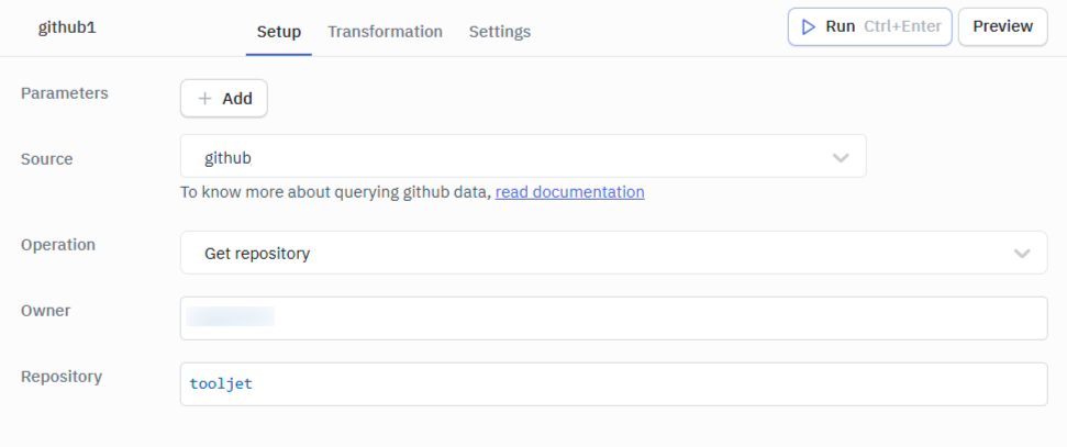 GitHub get repo query
