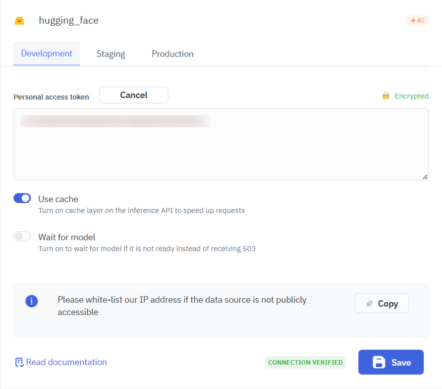 Hugging Face datasource Configuration