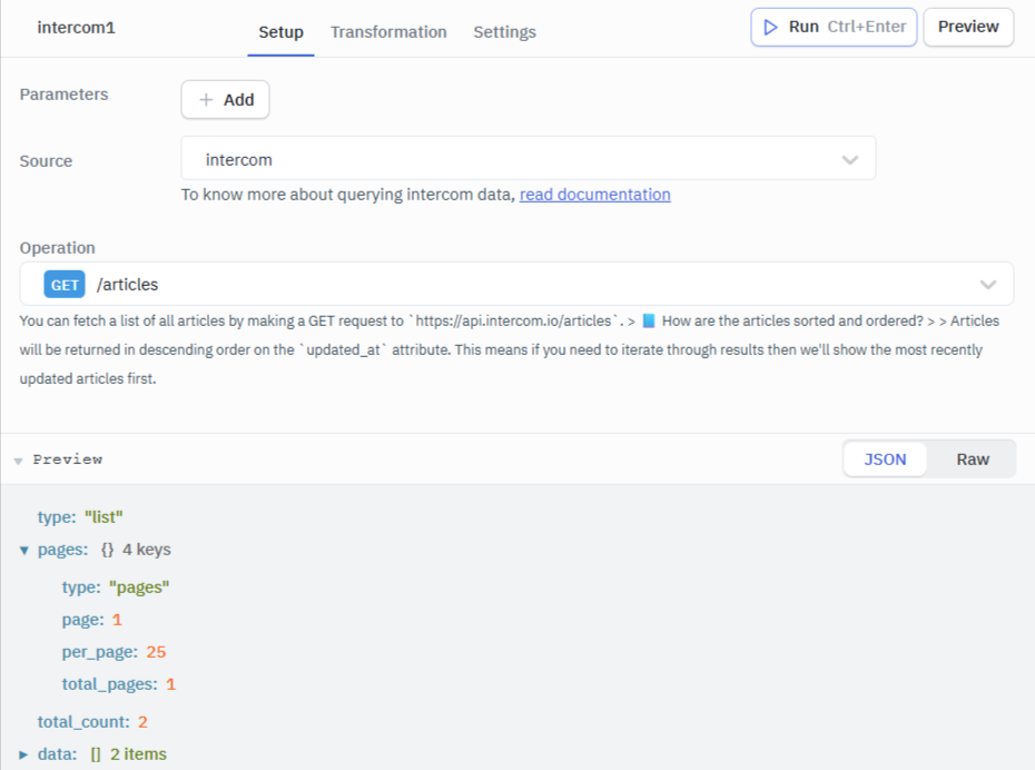 Marketplace: Intercom example queries