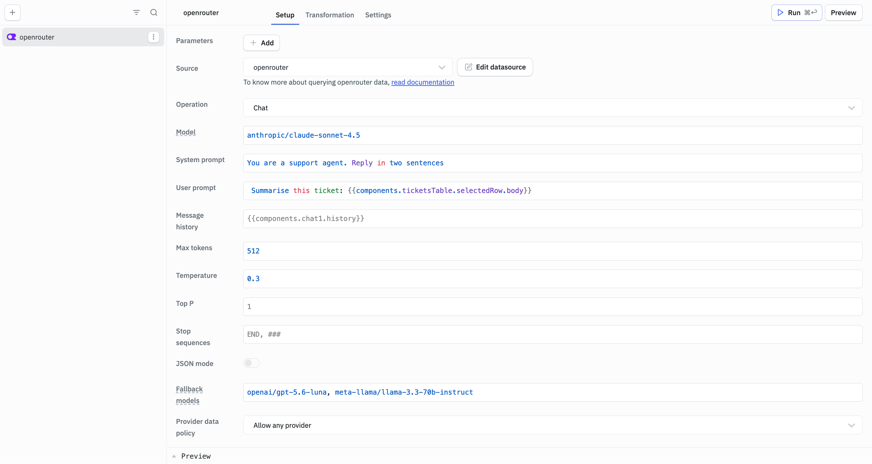OpenRouter Chat query