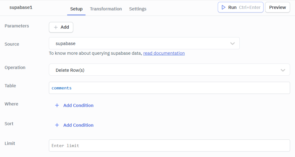 Delete Rows query