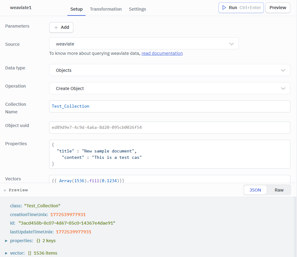 Weaviate create object