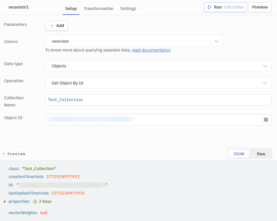 Weaviate get object by id