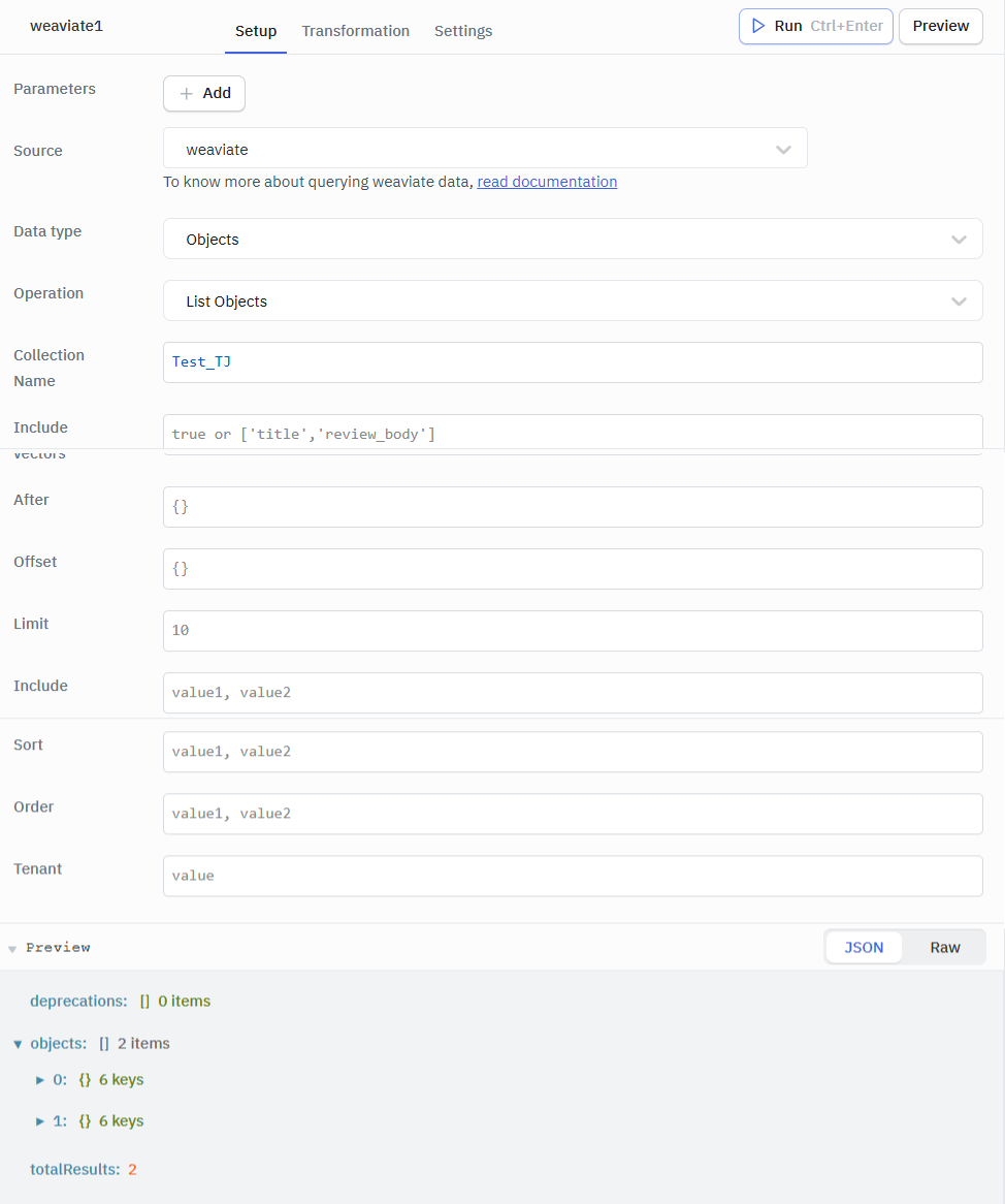 Weaviate list objects