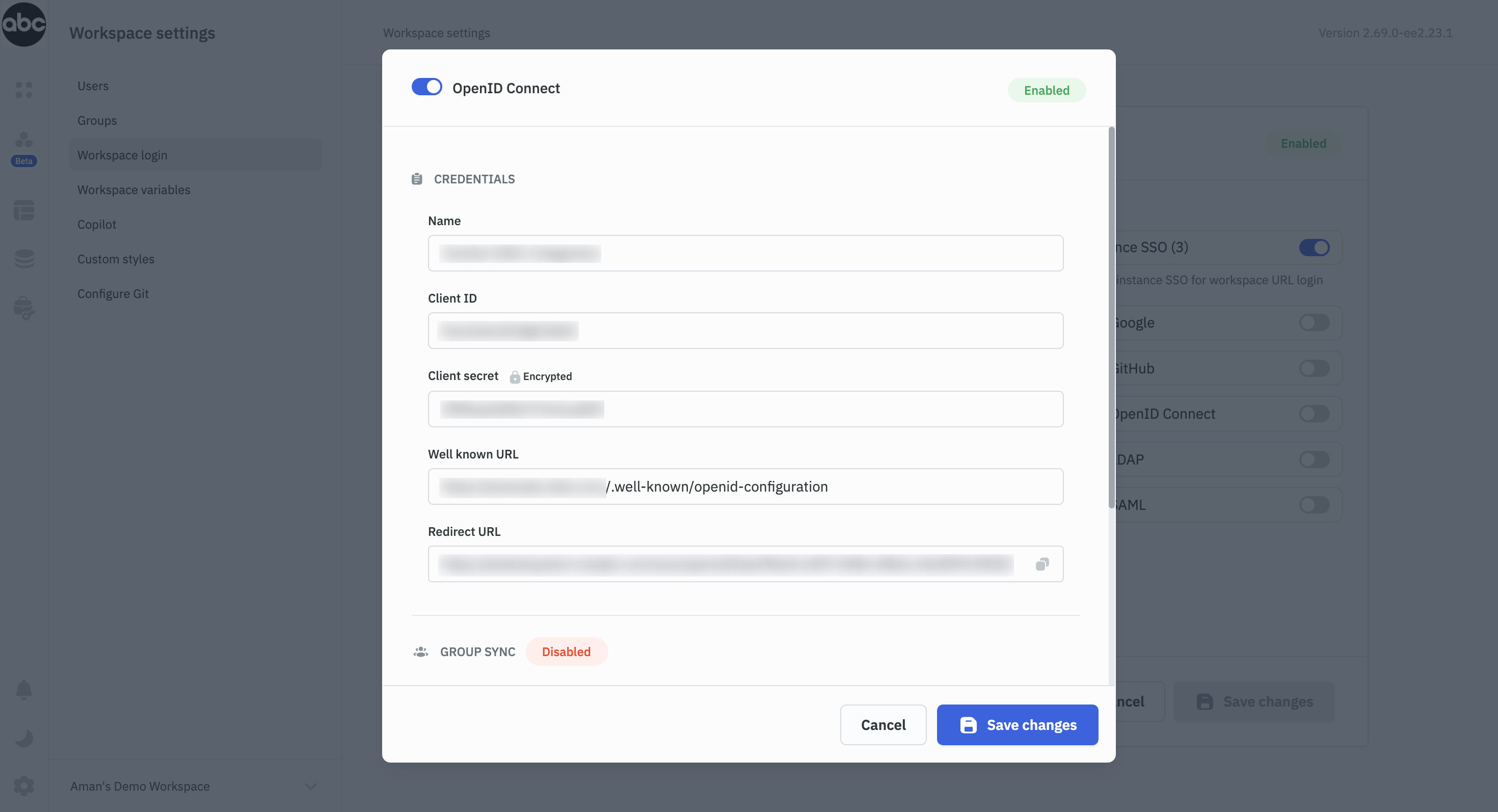 OIDC Config Group Sync