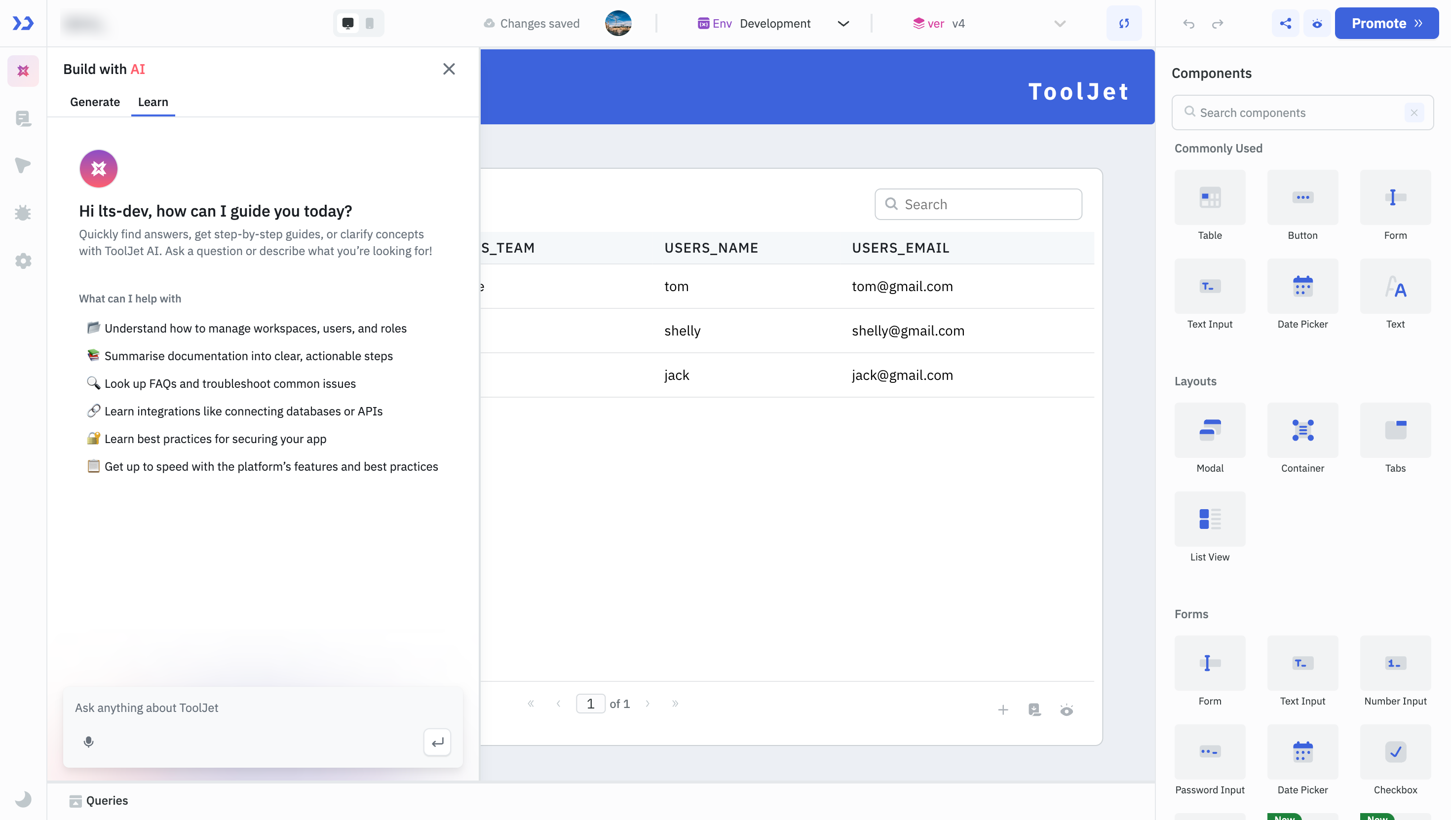 tooljet ai doc assistant