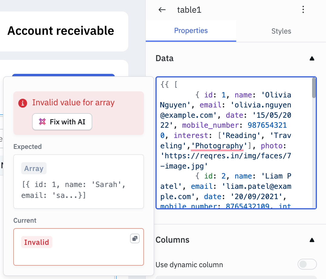 Fix with AI button in the code hinter
