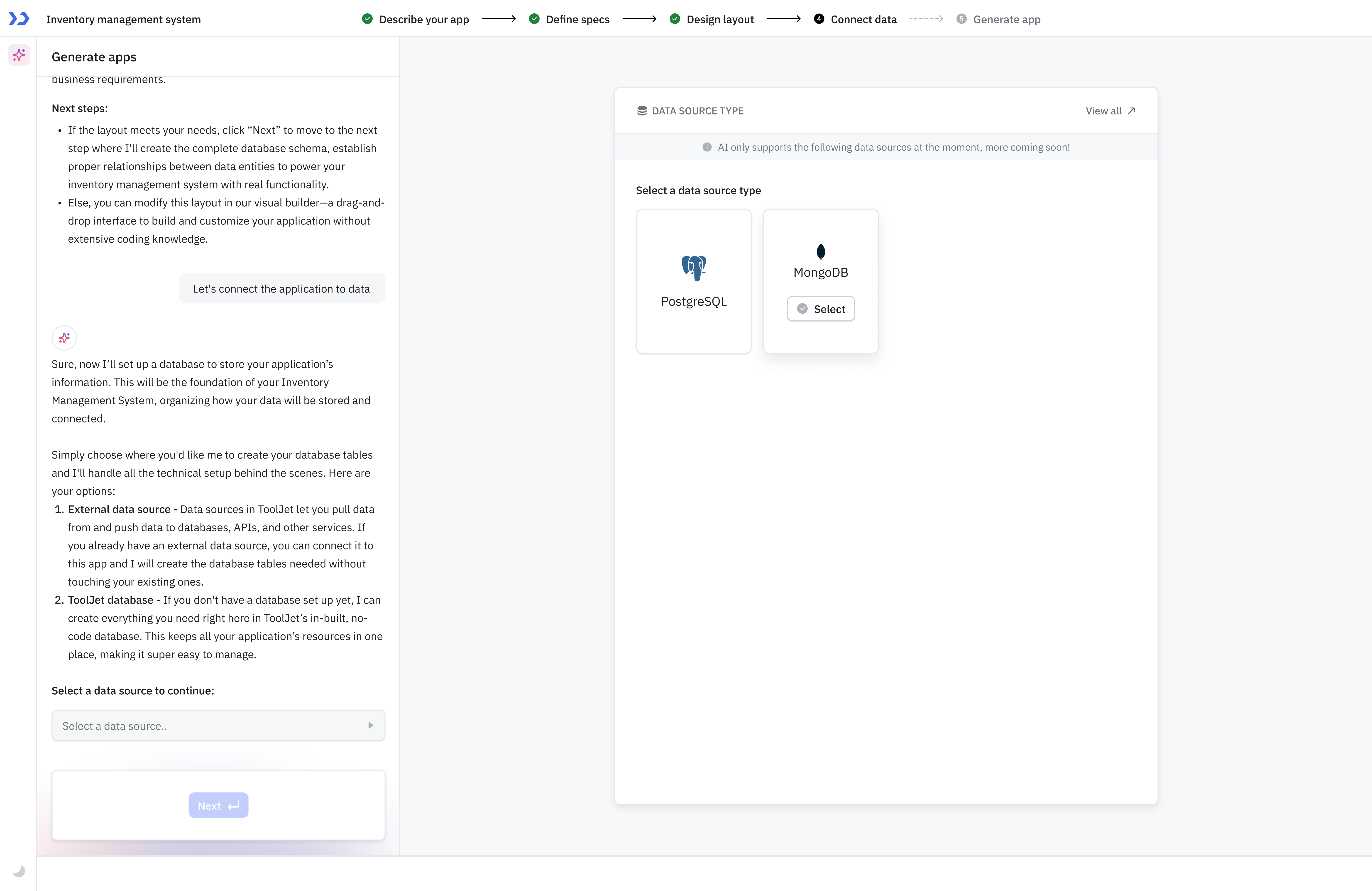 tooljet generate apps