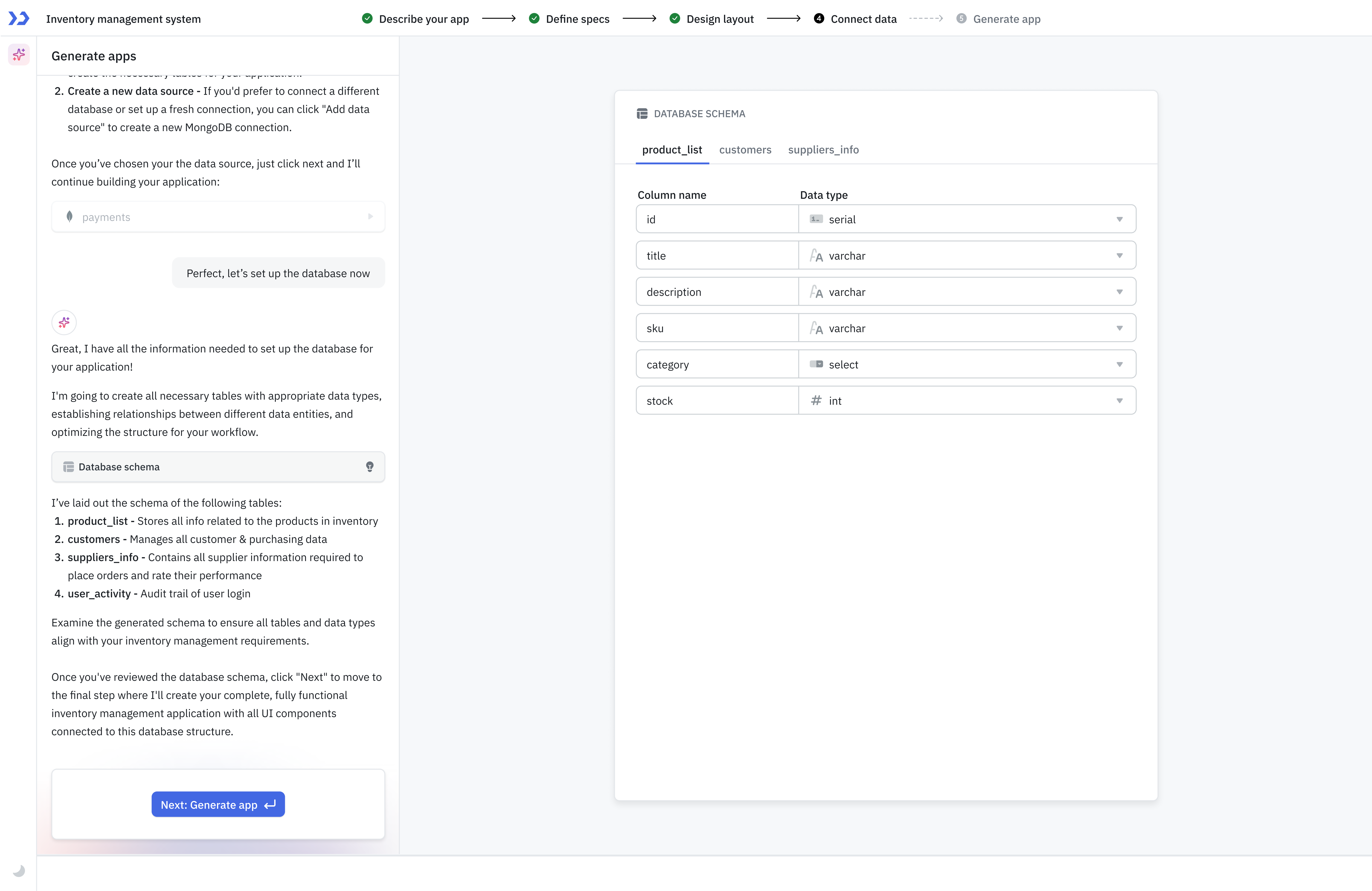 tooljet generate apps