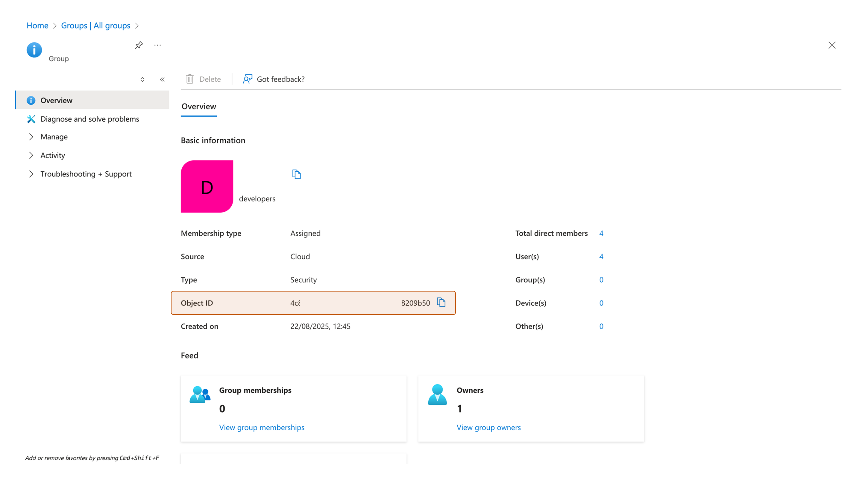Groups Object ID
