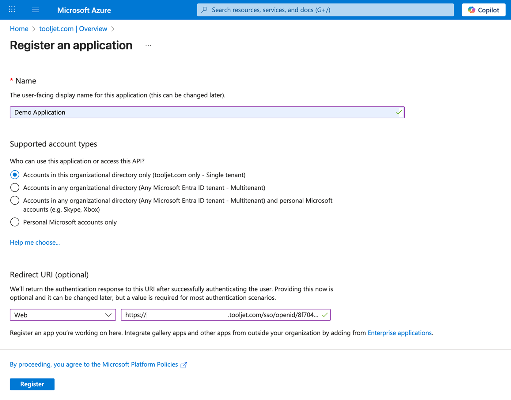 Register application