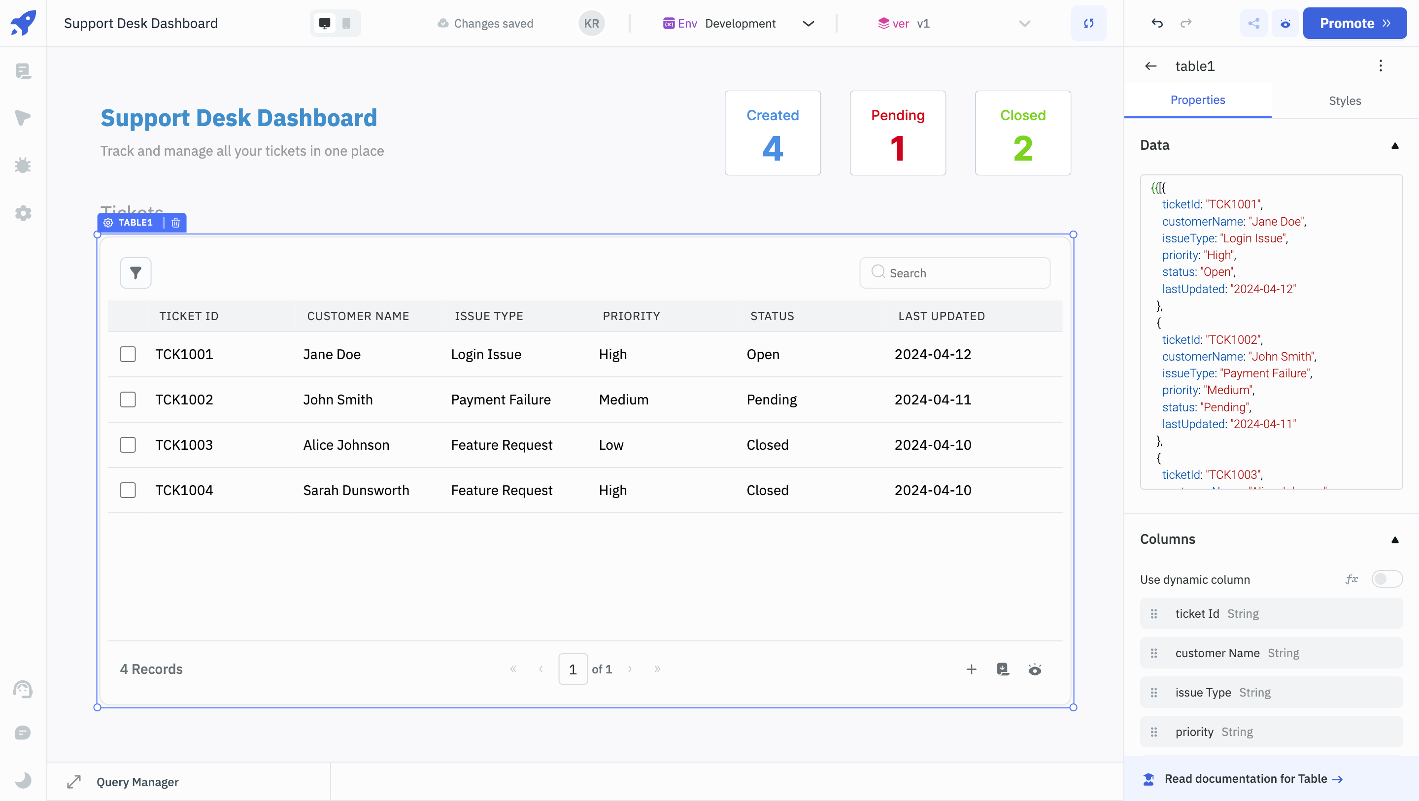 Add table component