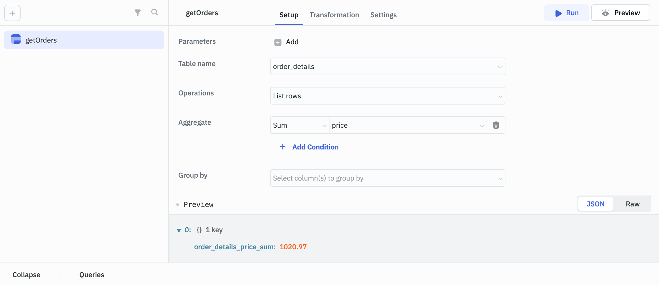 ToolJet Database editor