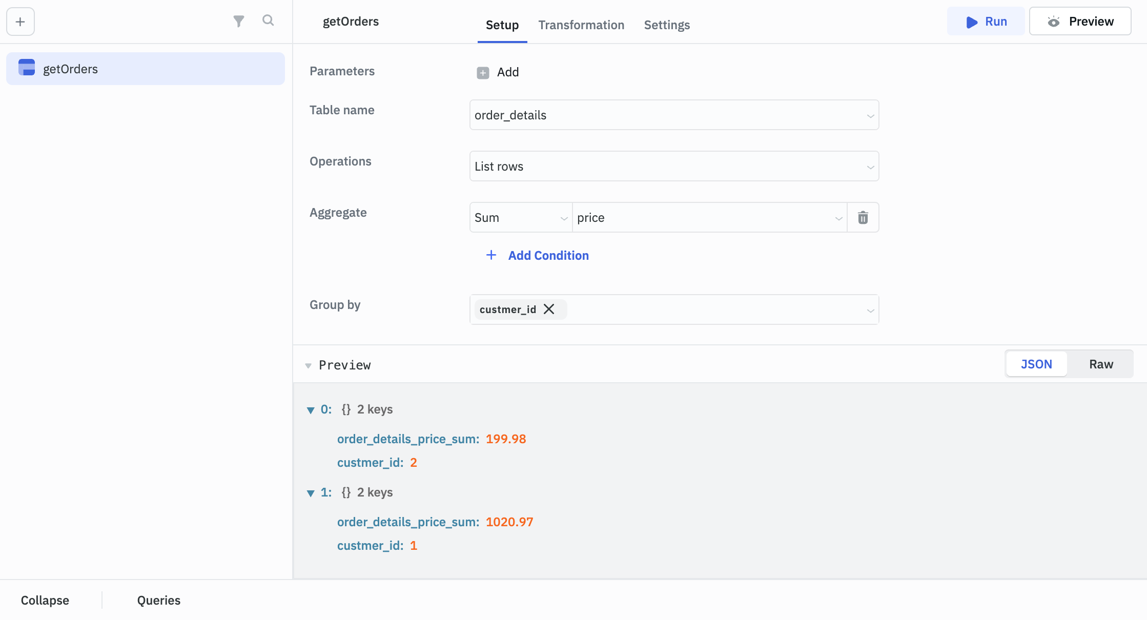 ToolJet Database editor