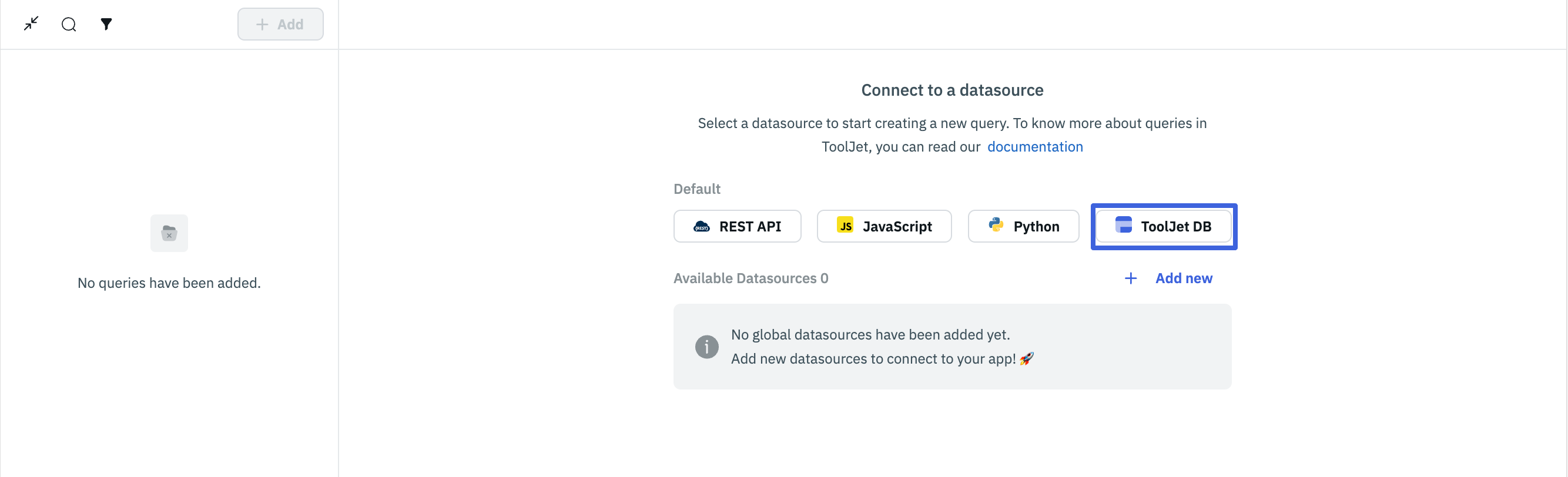 ToolJet Database editor