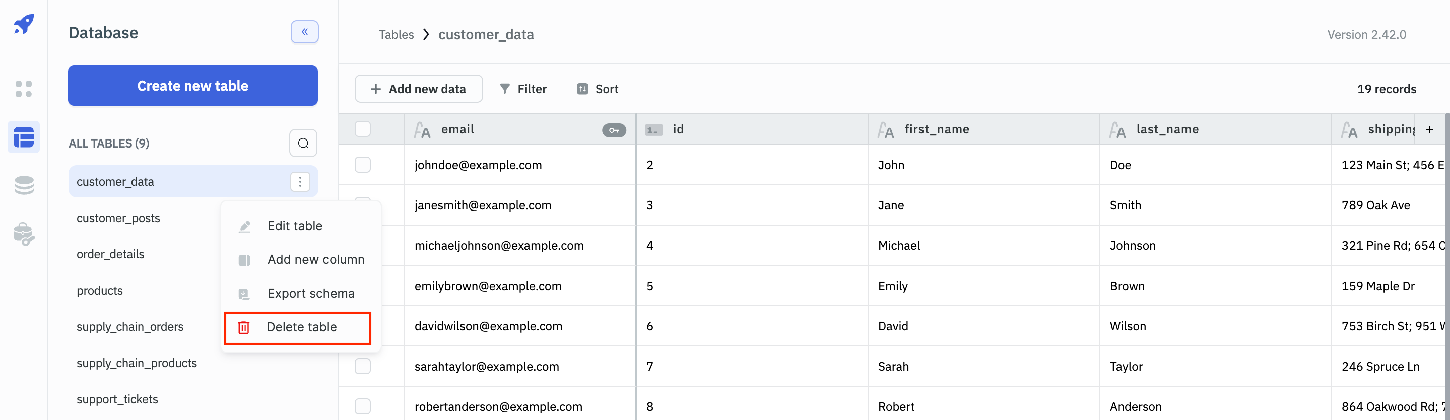 ToolJet database