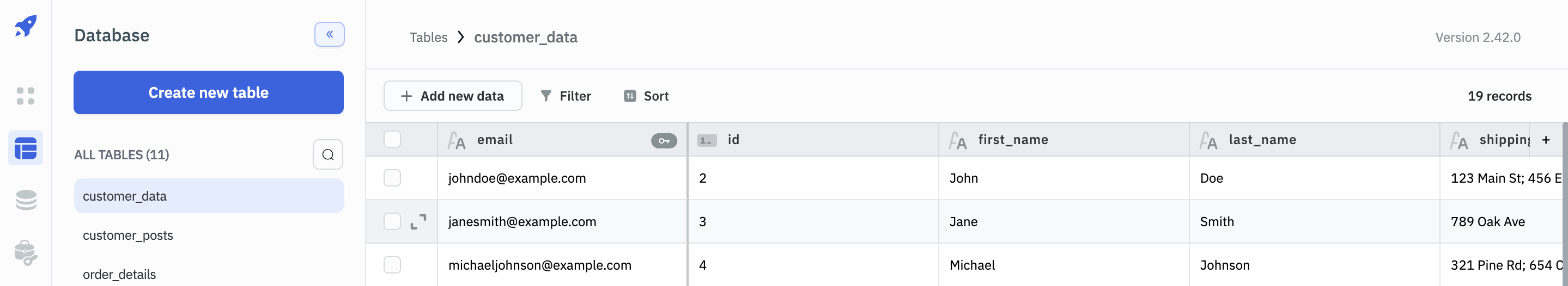 ToolJet database