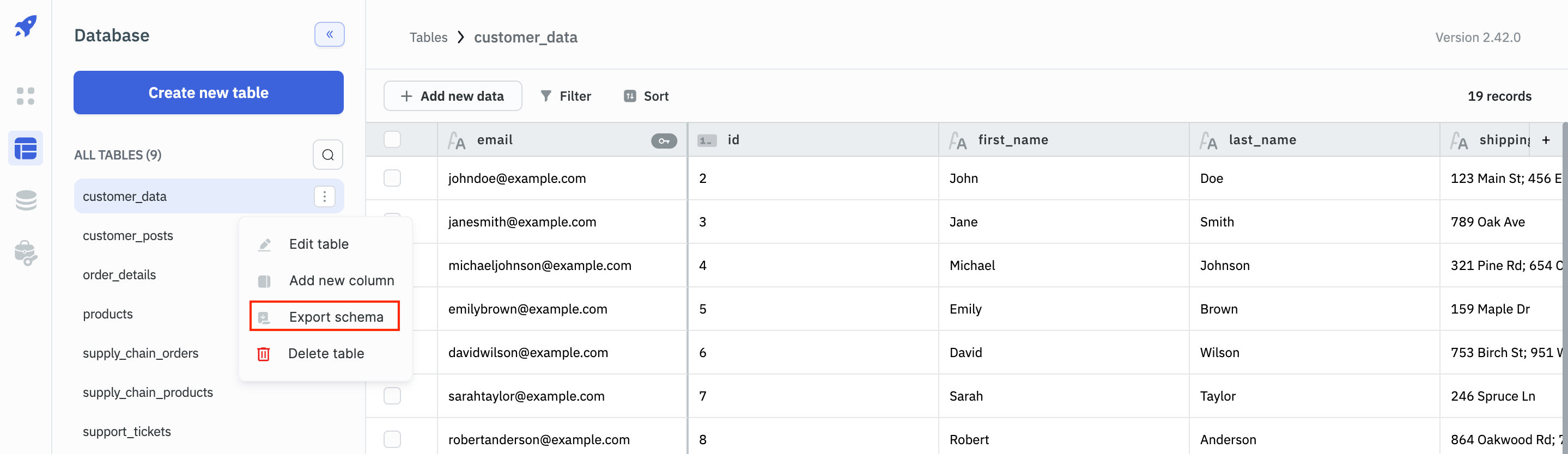 ToolJet database