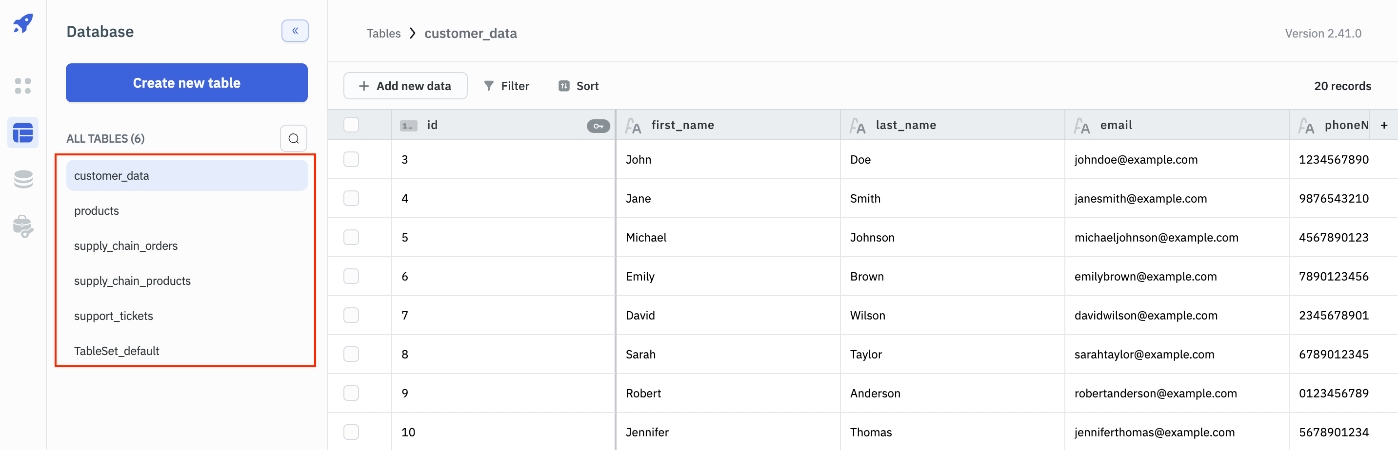 ToolJet database