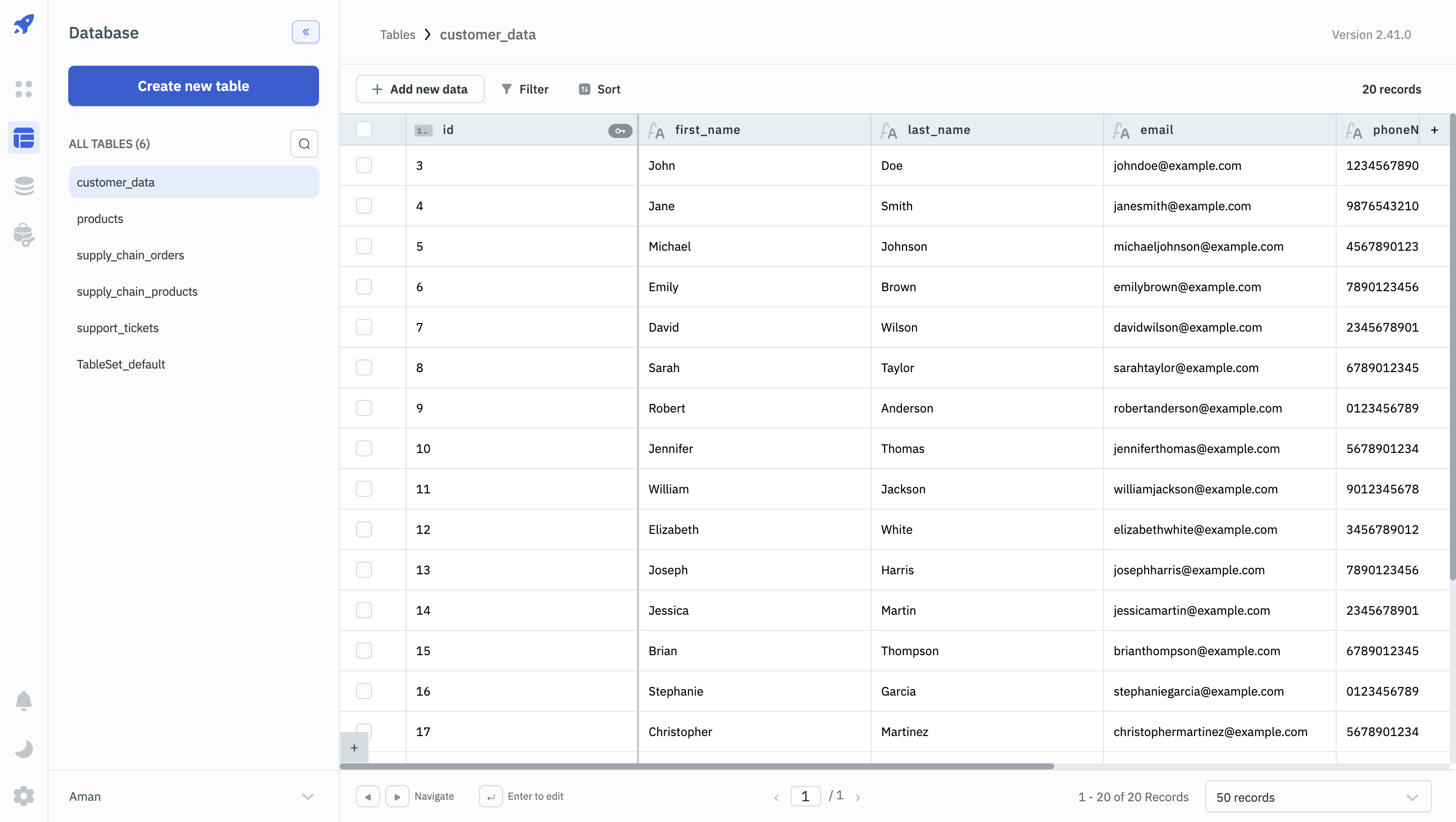 ToolJet database