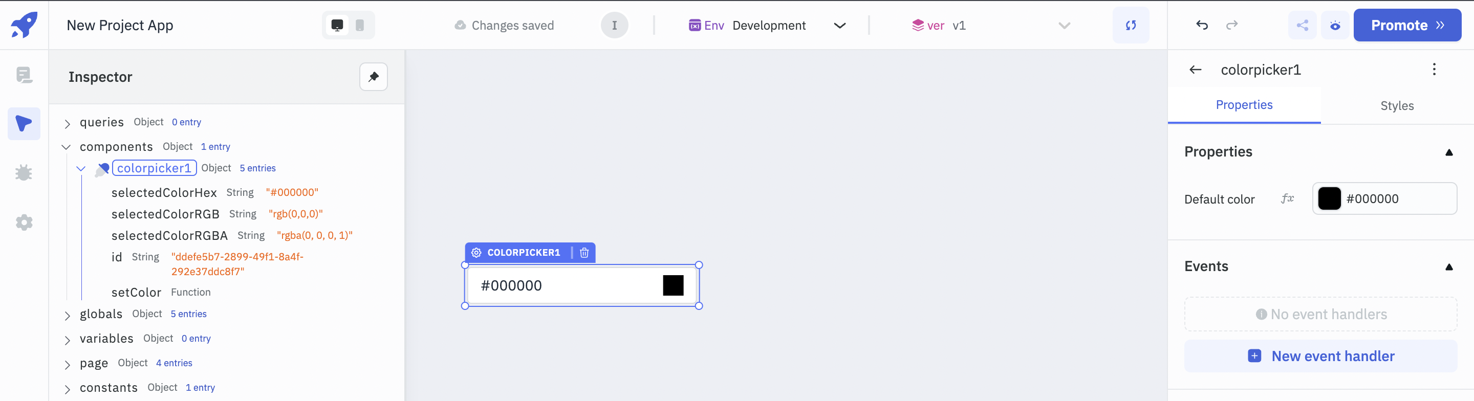 ToolJet - Component Reference - Color Picker