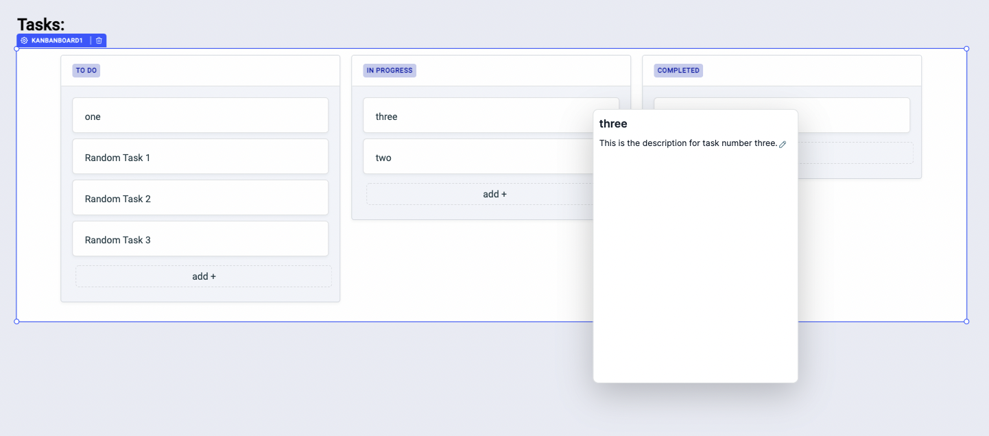 ToolJet - Widget Reference - Kanban widget