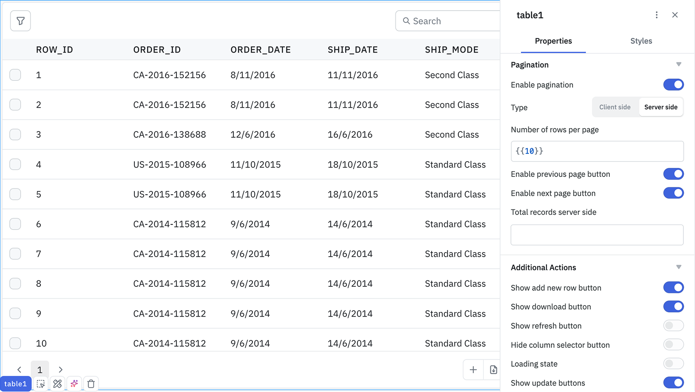 Enable server side pagination