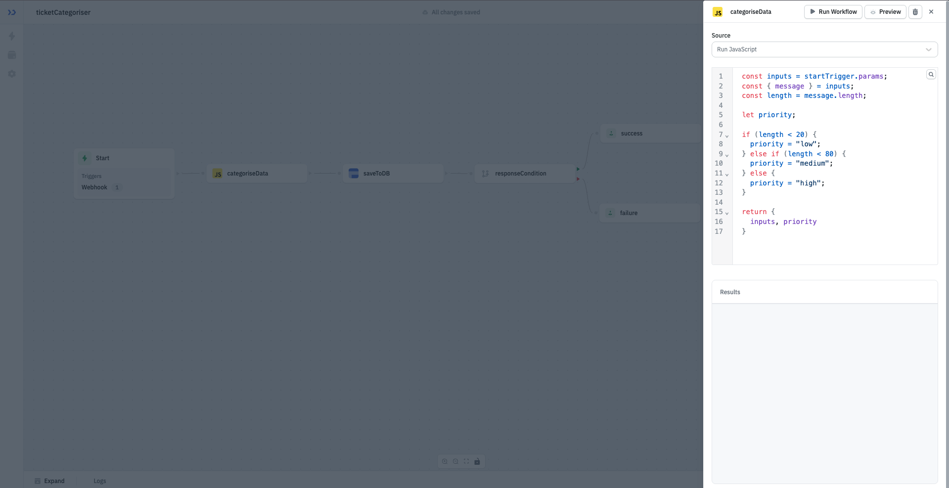 categoriseData Code