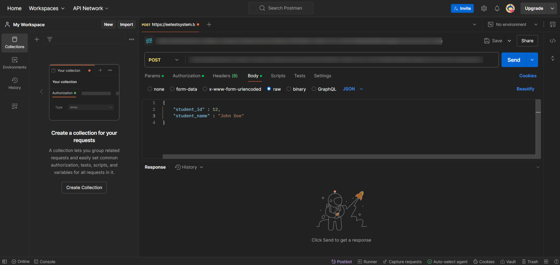 Enter the parameters in postman