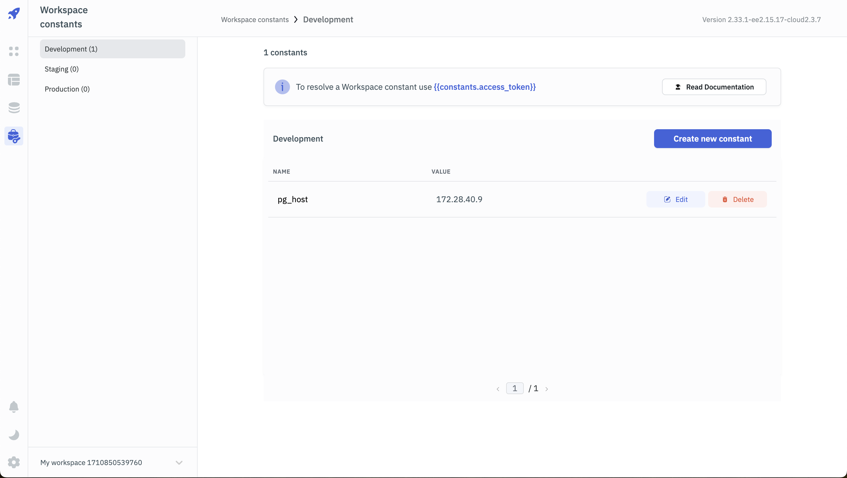 Workspace constants: edit/delete