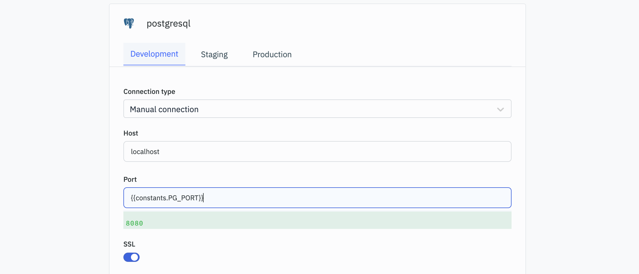 Use Global Constants Data Source Connection Form