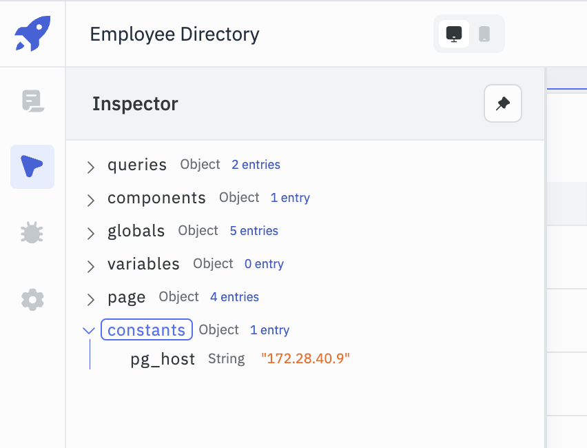 Workspace constants: inspector